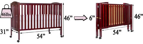 Dream On Me full-size portable crib's measurements and weight