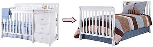 What is a 2-in-1 convertible crib with an attached changing table?