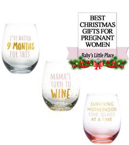 The Best Christmas Gifts for pregnant women in 2020 - Funny Wine Glass for a new mom