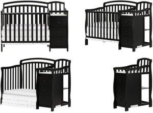 mini crib with changing table attached