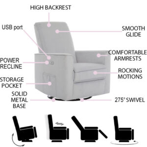 Evolur Harlow Deluxe Glider | Recliner | Rocker