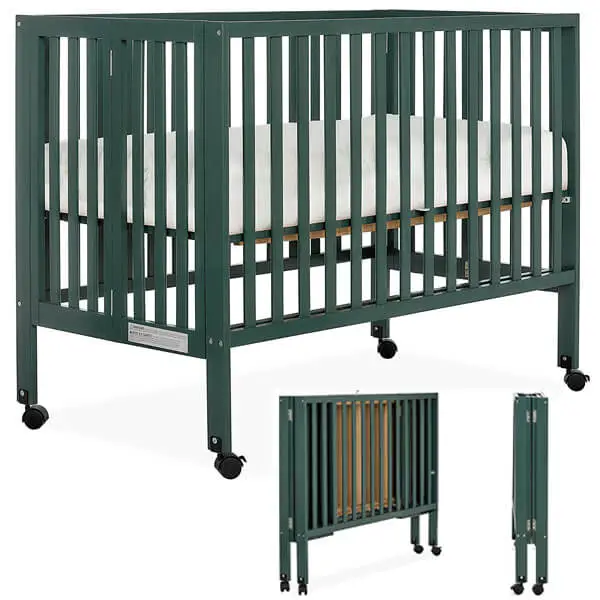 Dream On Me Quinn Full-Size Folding Crib on Wheels