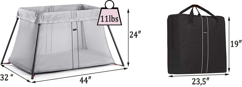 baby bjorn travel crib dimensions