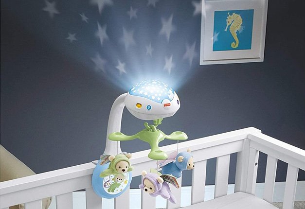 Baby Crib Mobile with Lights and Music Remote Toy for Pack and Play Newborn gift 