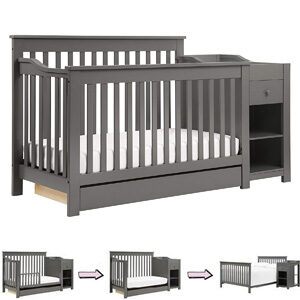 Different Types of Baby Cribs: 4-in-1 convertible crib with changer
