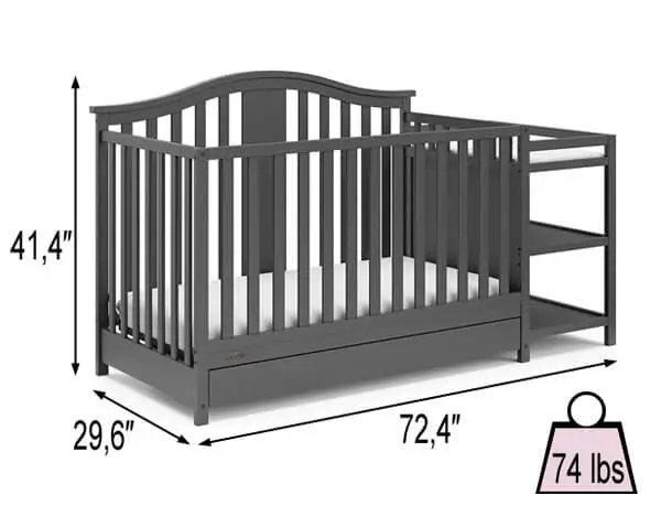 Graco Solano 4-in-1 Convertible Crib with Changer Review | Specifications