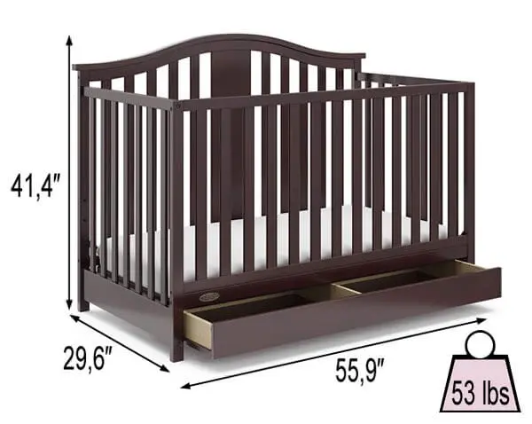 Graco Solano 4-in-1 Convertible Crib with Drawer Review | Specifications