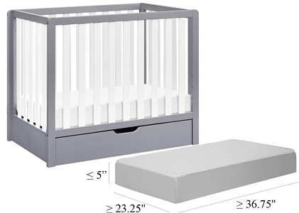 What size mattress fits a DaVinci Colby mini convertible crib?