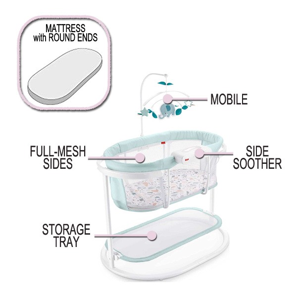 Bassinet Mattress with Round Ends: Fisher-Price Soothing Motions