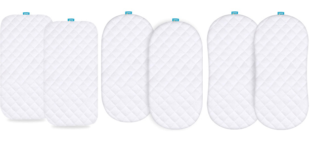 White Quilted & Soft Bamboo Surface Waterproof Bassinet Mattress Cover Baby Bedside Crib Mattress Pad Protector for SNOO Smart Sleeper Baby Bassinet 