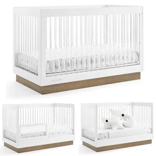 Delta Children James Acrylic 4-in-1 Convertible Crib - Bianca White/Acorn