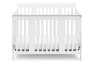 The Storkcraft Tuscany 4-in-1 convertible crib in a white finish.