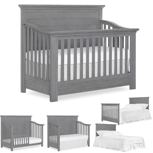 Evolur Waverly 5-in-1 Full Panel Convertible Crib in Rustic Grey